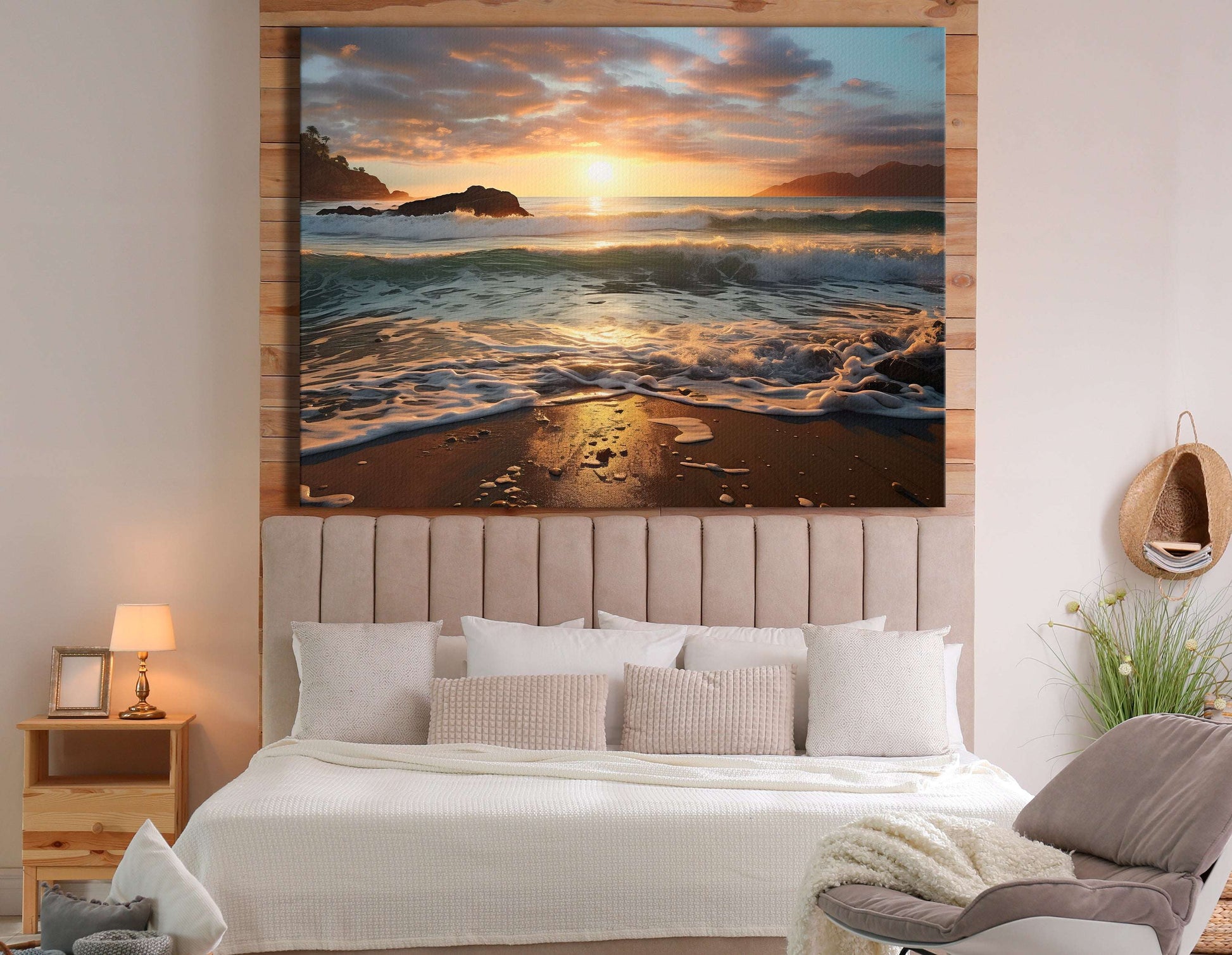 Sunrise on a Sandy Beach - Canvas Print - Artoholica Ready to Hang Canvas Print