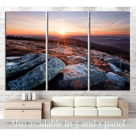 Sunrise on the Brocken and stones in the foreground №2525 Ready to Hang Canvas PrintCanvas art arrives ready to hang, with hanging accessories included and no additional framing required. Every canvas print is hand-crafted, made on-demand at our workshop