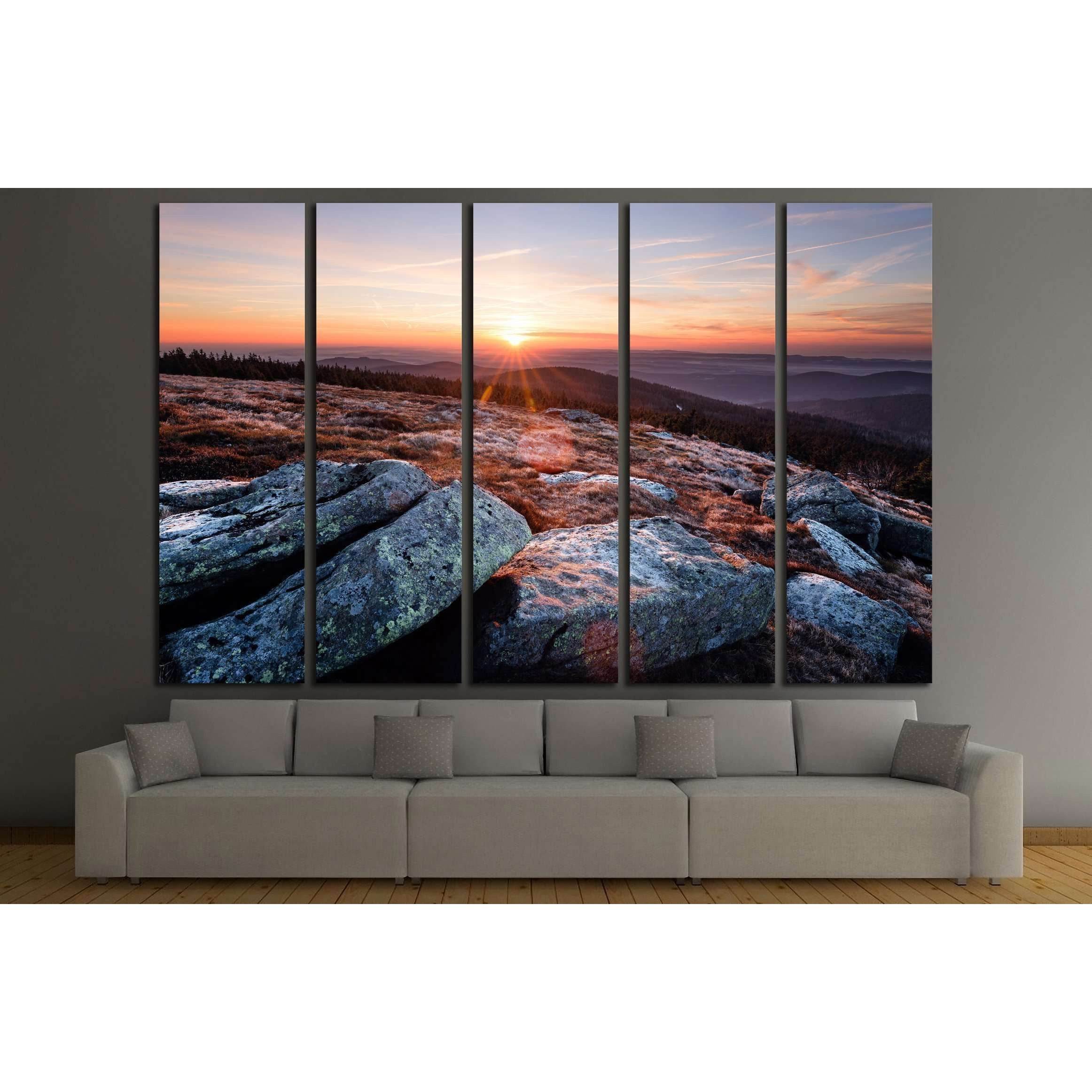 Sunrise on the Brocken and stones in the foreground №2525 Ready to Hang Canvas PrintCanvas art arrives ready to hang, with hanging accessories included and no additional framing required. Every canvas print is hand-crafted, made on-demand at our workshop
