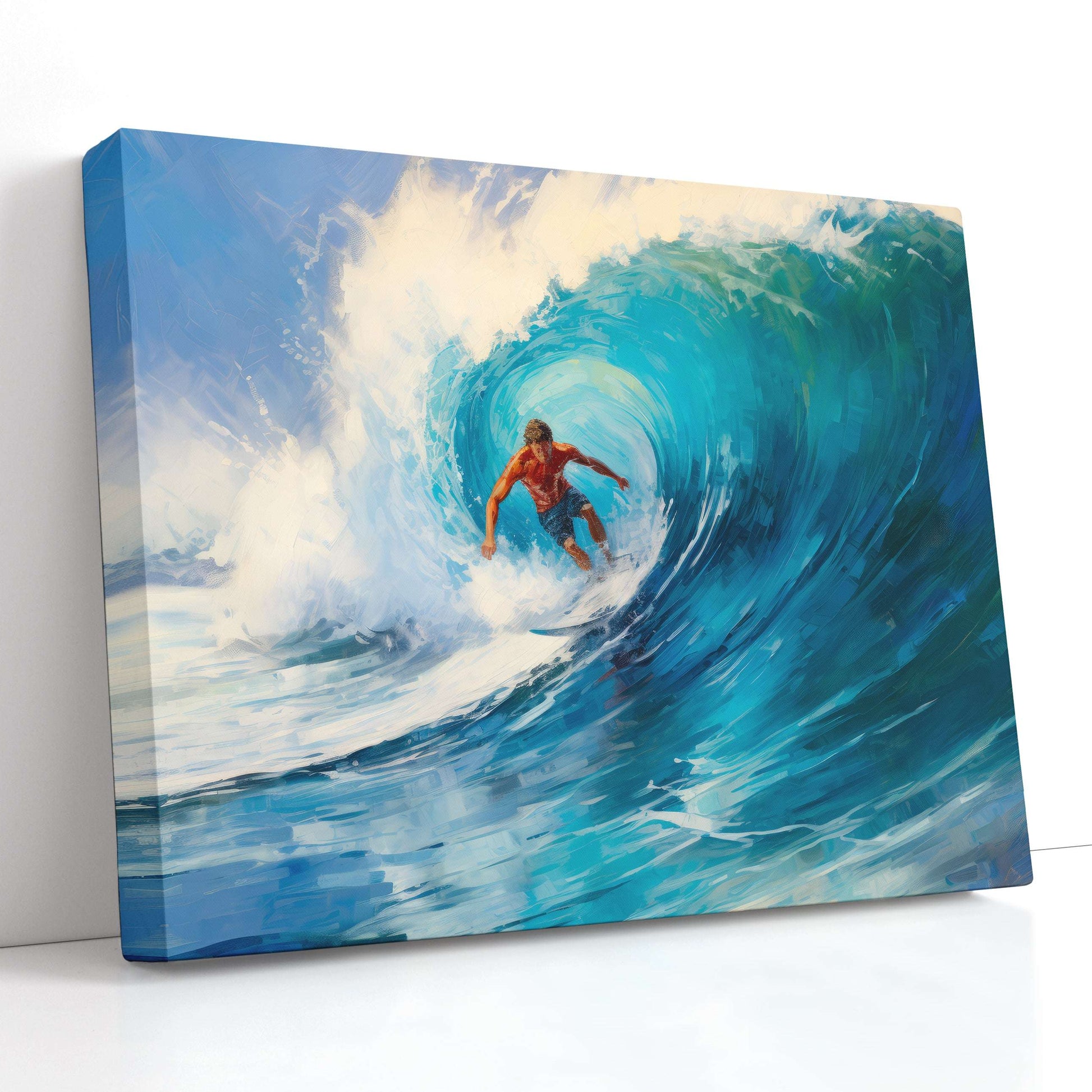 Surfer Riding the Radiant Wave - Canvas Print - Artoholica Ready to Hang Canvas Print