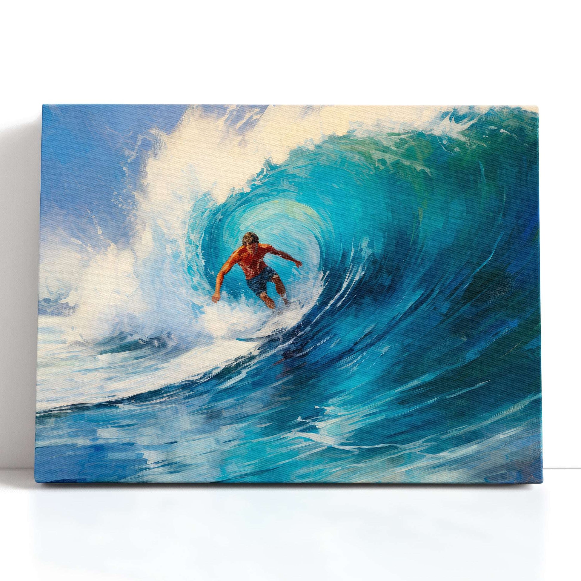 Surfer Riding the Radiant Wave - Canvas Print - Artoholica Ready to Hang Canvas Print