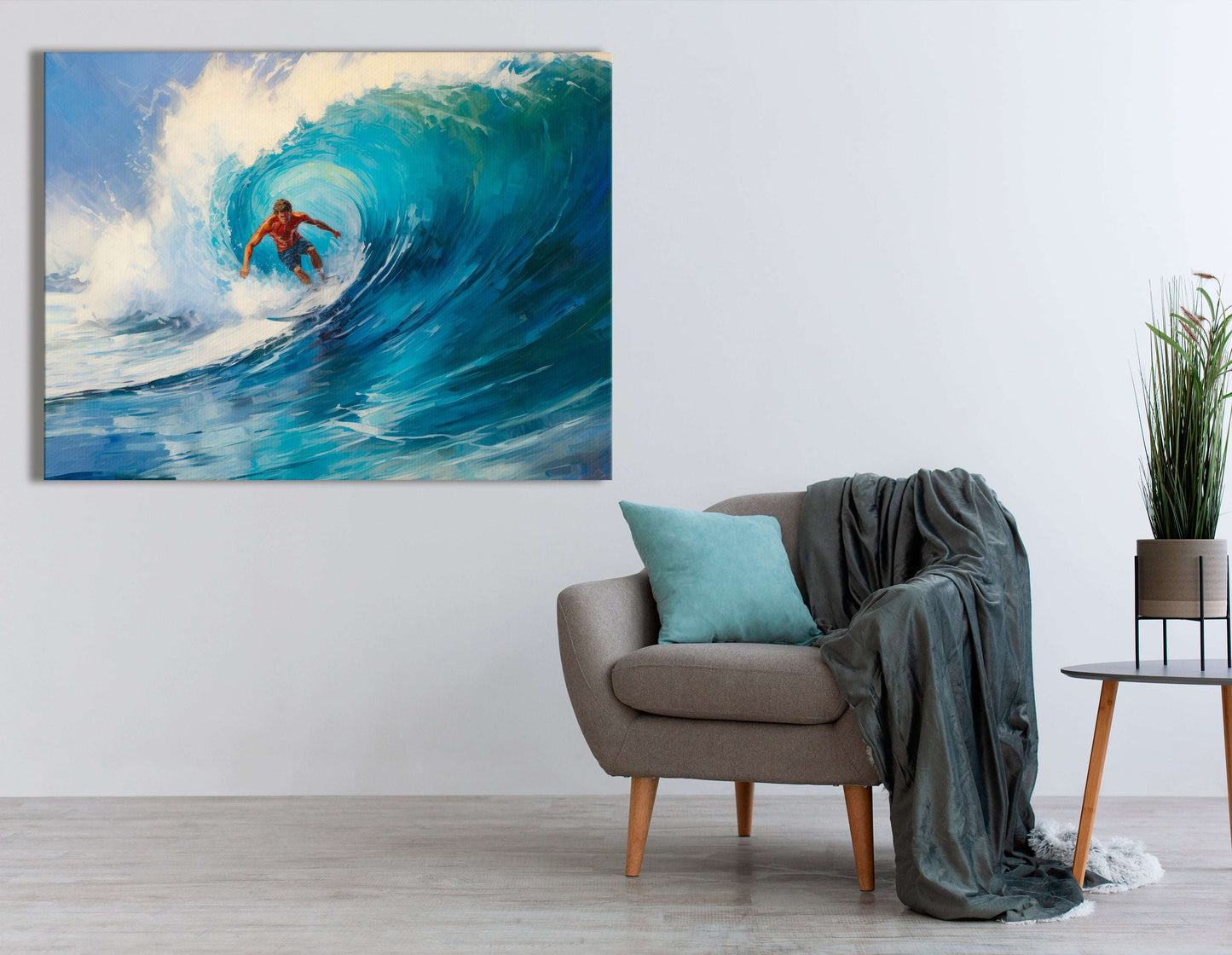 Surfer Riding the Radiant Wave - Canvas Print - Artoholica Ready to Hang Canvas Print