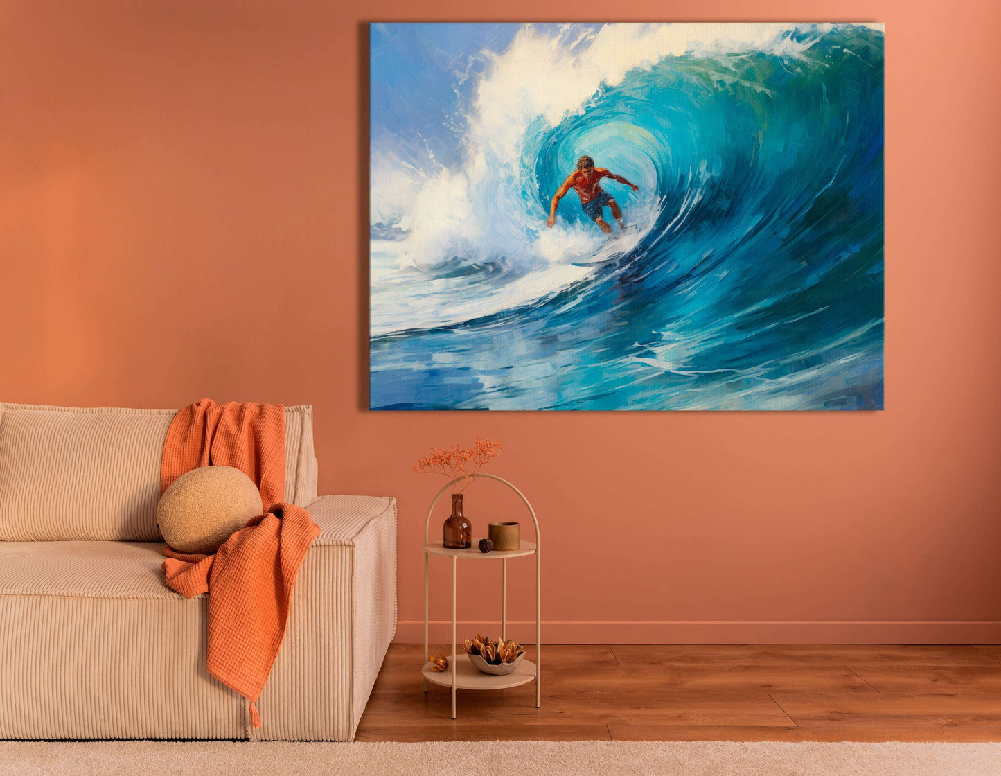 Surfer Riding the Radiant Wave - Canvas Print - Artoholica Ready to Hang Canvas Print