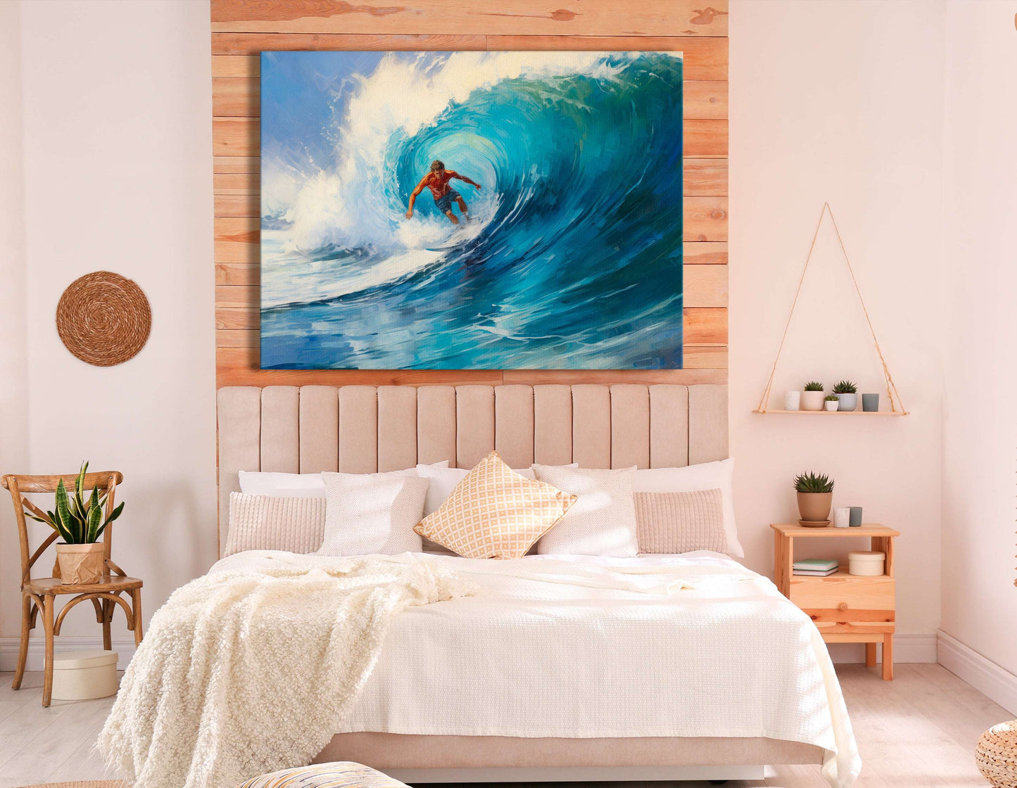 Surfer Riding the Radiant Wave - Canvas Print - Artoholica Ready to Hang Canvas Print