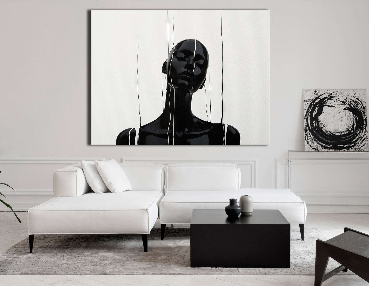 Surreal Robotic Lady in Black and White - Canvas Print - Artoholica Ready to Hang Canvas Print