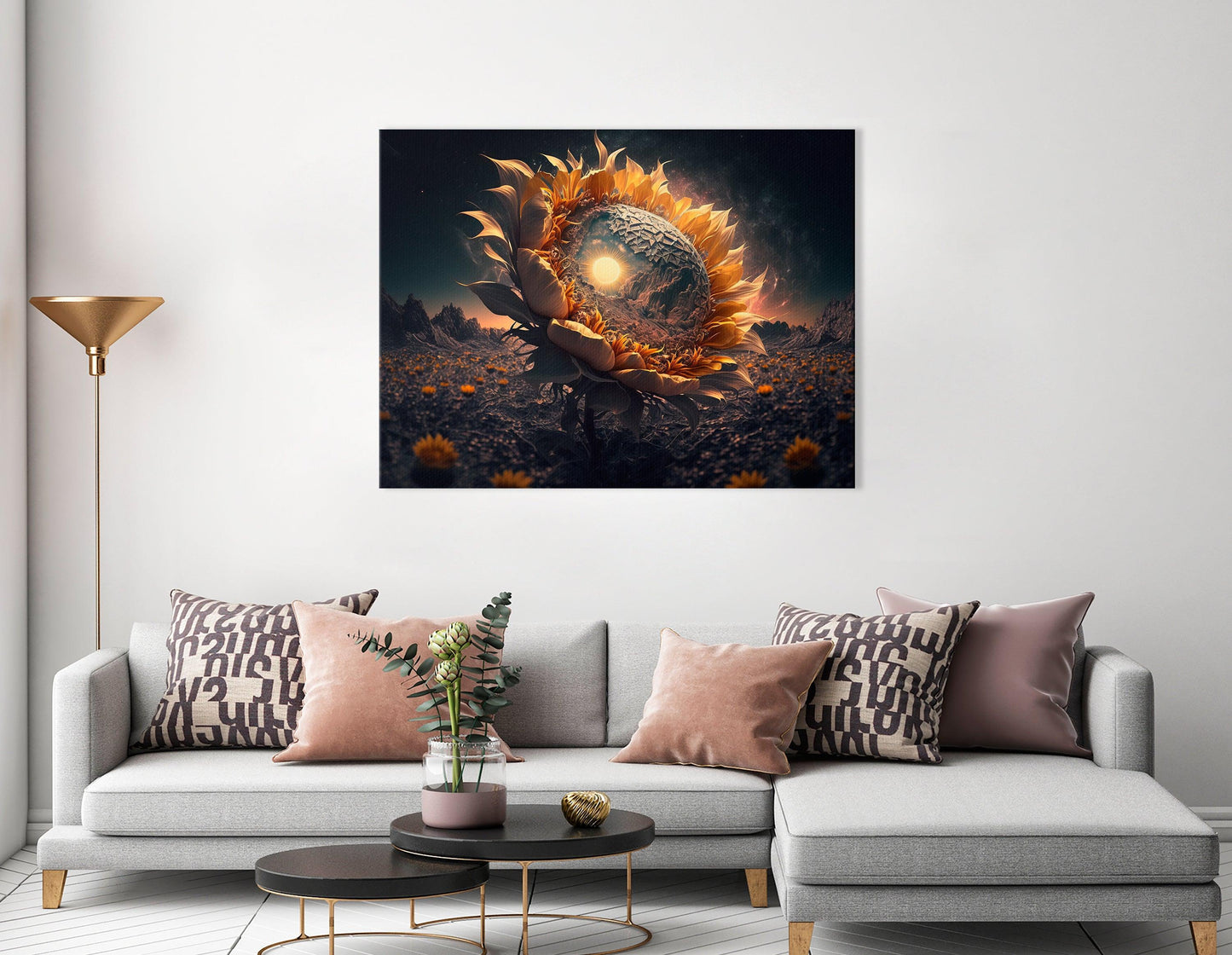 Surreal Sunflower Field on Alien Planet - Canvas Print - Artoholica Ready to Hang Canvas Print