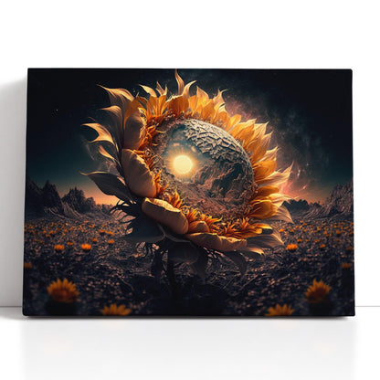 Surreal Sunflower Field on Alien Planet - Canvas Print - Artoholica Ready to Hang Canvas Print