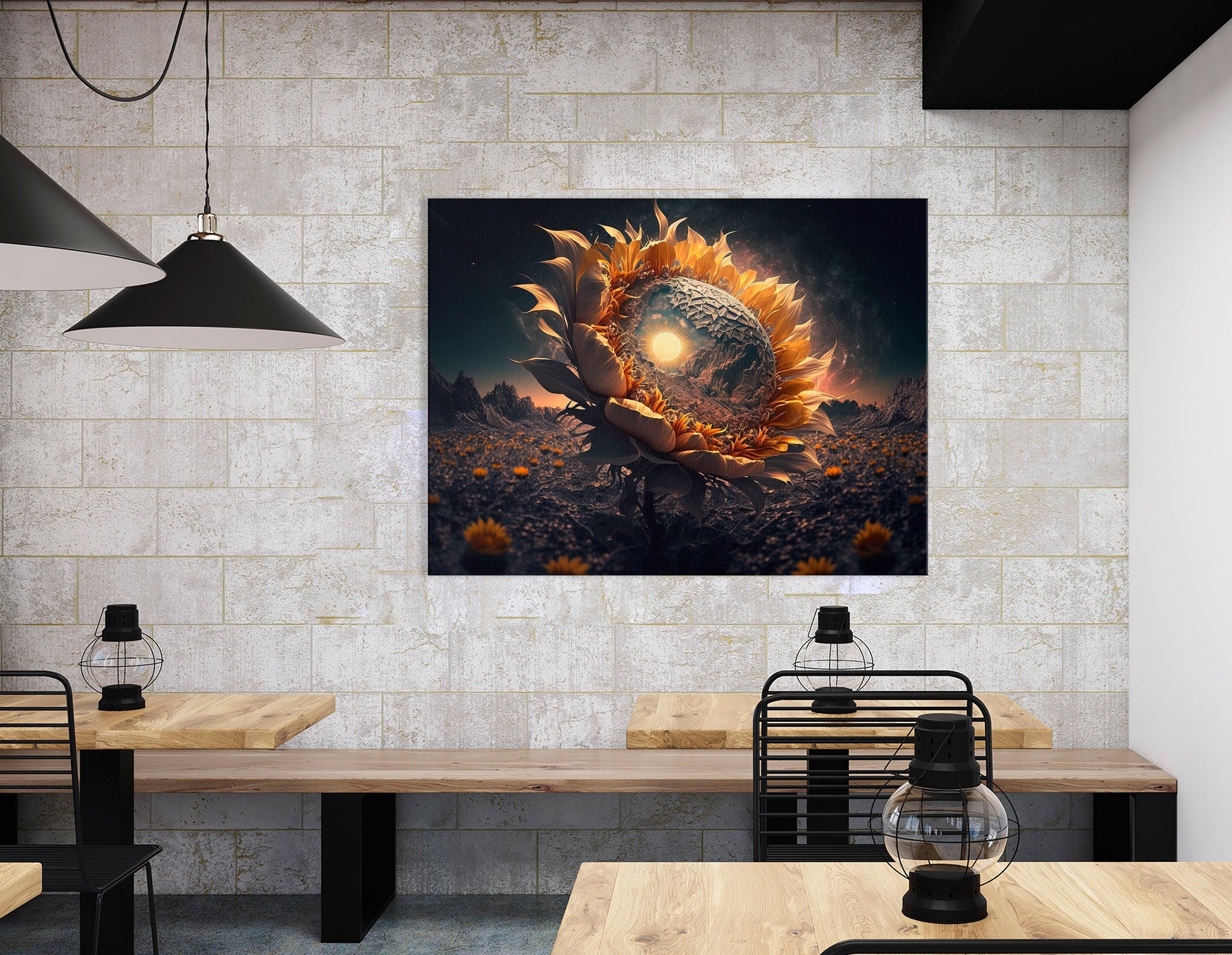 Surreal Sunflower Field on Alien Planet - Canvas Print - Artoholica Ready to Hang Canvas Print