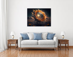 Surreal Sunflower Field on Alien Planet - Canvas Print - Artoholica Ready to Hang Canvas Print
