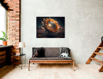 Surreal Sunflower Field on Alien Planet - Canvas Print - Artoholica Ready to Hang Canvas Print