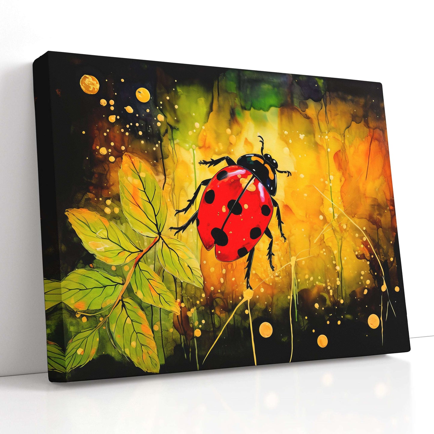 Surrealistic Ladybug on Dark Background - Canvas Print - Artoholica Ready to Hang Canvas Print