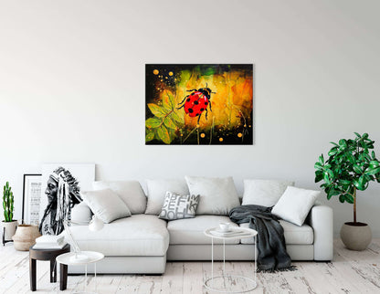 Surrealistic Ladybug on Dark Background - Canvas Print - Artoholica Ready to Hang Canvas Print