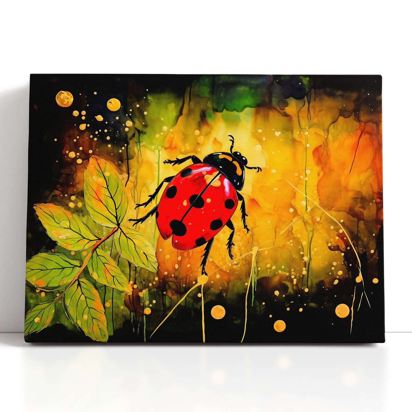 Surrealistic Ladybug on Dark Background - Canvas Print - Artoholica Ready to Hang Canvas Print