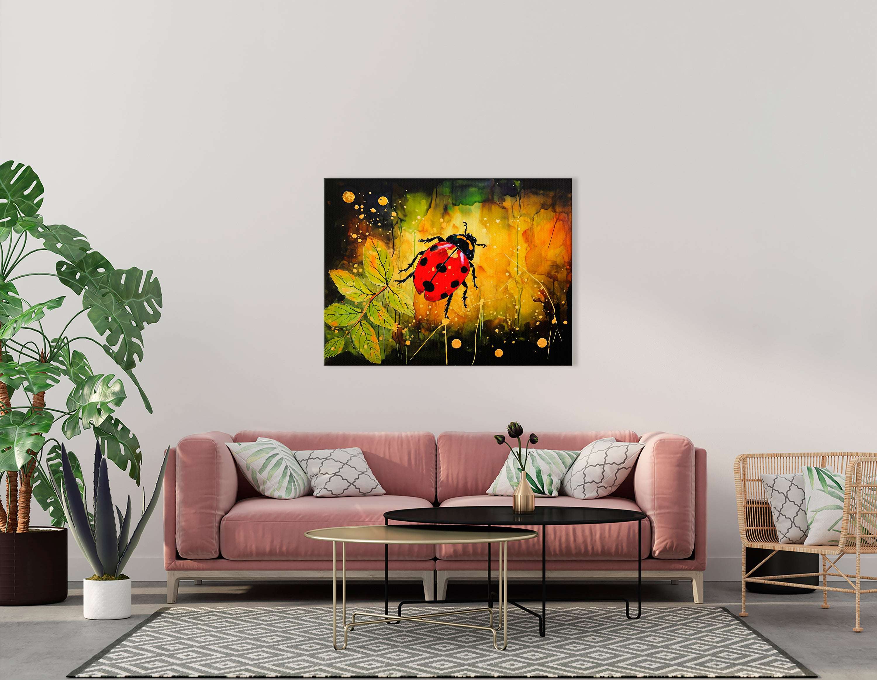Surrealistic Ladybug on Dark Background - Canvas Print - Artoholica Ready to Hang Canvas Print