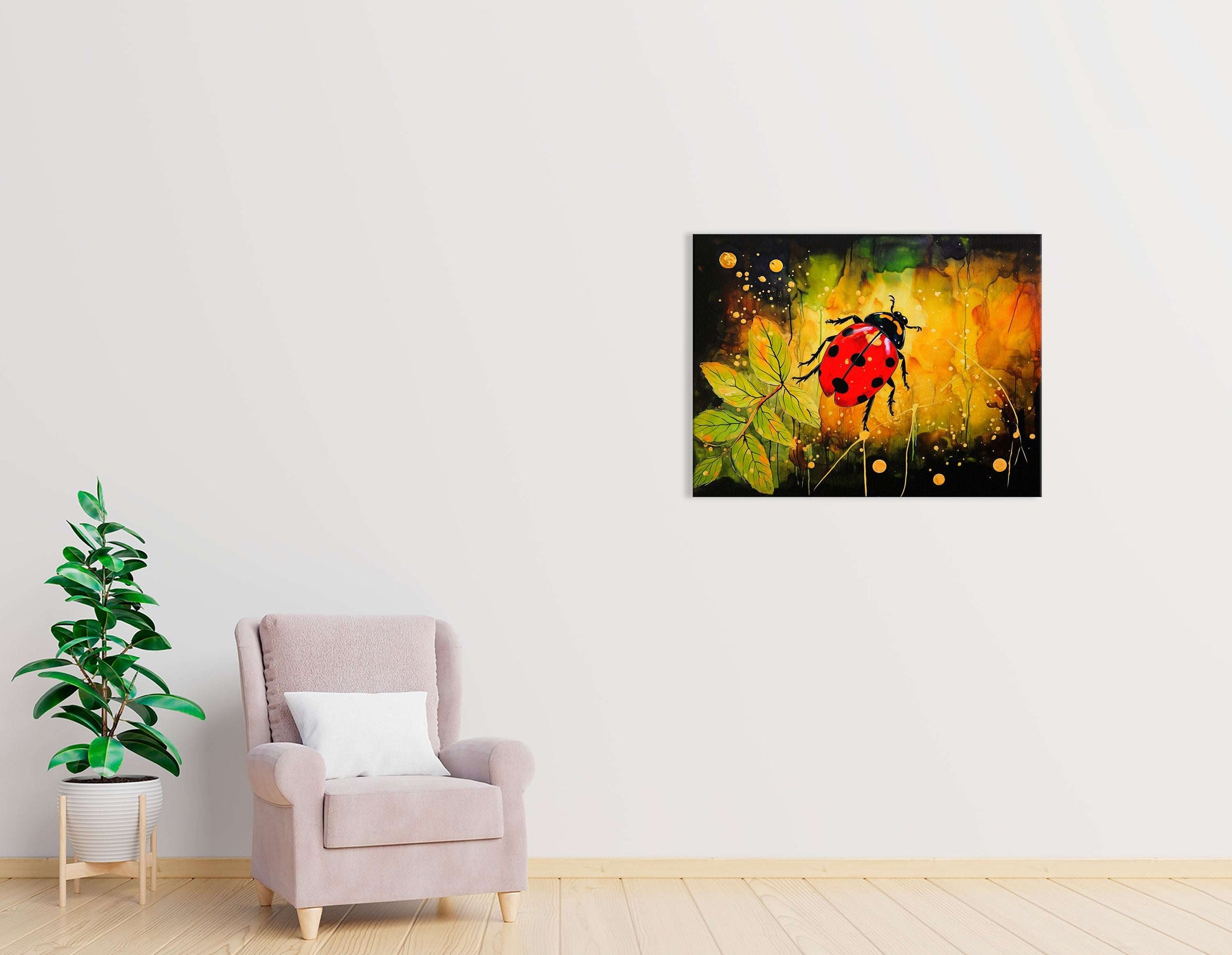 Surrealistic Ladybug on Dark Background - Canvas Print - Artoholica Ready to Hang Canvas Print