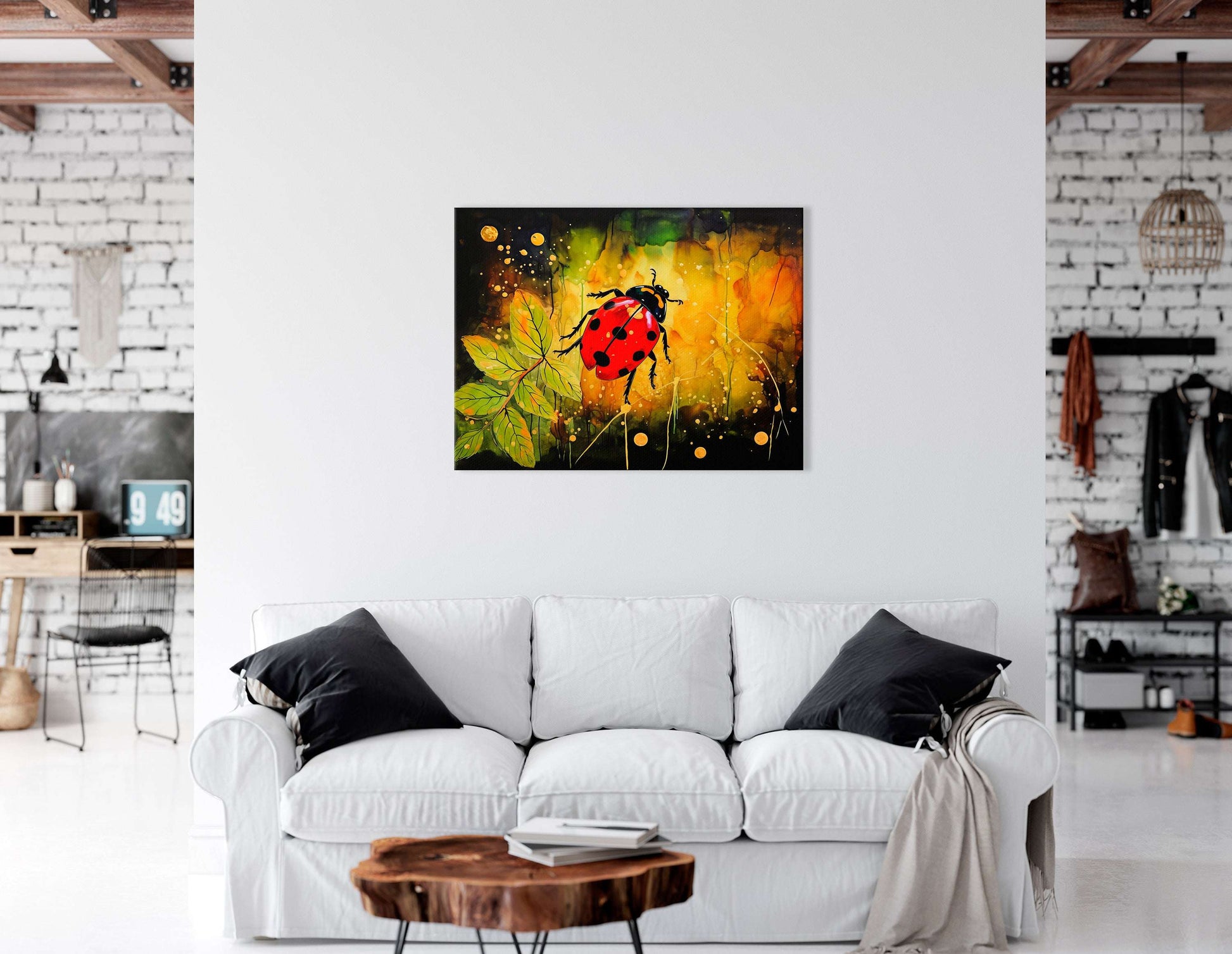 Surrealistic Ladybug on Dark Background - Canvas Print - Artoholica Ready to Hang Canvas Print