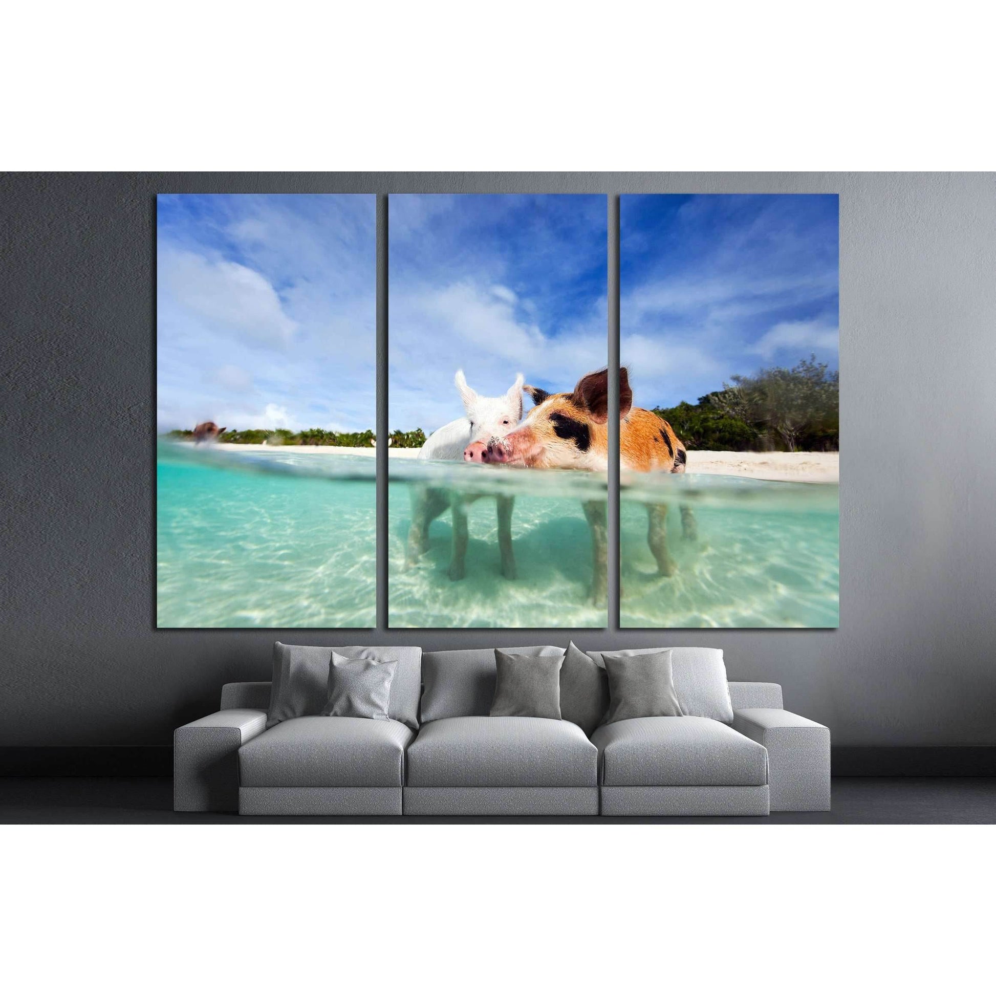 Swimming pigs of the Bahamas in the Out Islands of the Exuma №2352 Ready to Hang Canvas PrintCanvas art arrives ready to hang, with hanging accessories included and no additional framing required. Every canvas print is hand-crafted, made on-demand at our