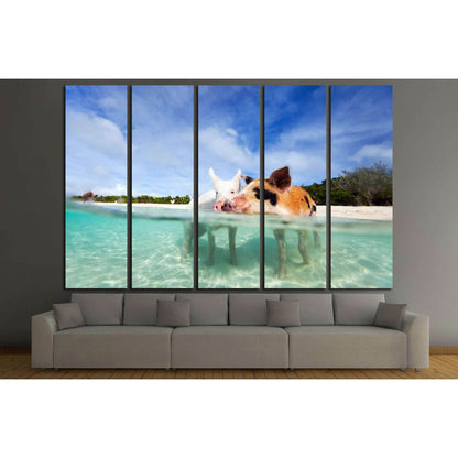 Swimming pigs of the Bahamas in the Out Islands of the Exuma №2352 Ready to Hang Canvas PrintCanvas art arrives ready to hang, with hanging accessories included and no additional framing required. Every canvas print is hand-crafted, made on-demand at our