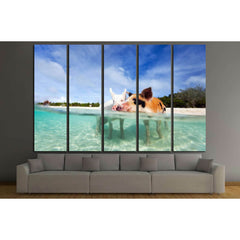 Swimming pigs of the Bahamas in the Out Islands of the Exuma №2352 Ready to Hang Canvas PrintCanvas art arrives ready to hang, with hanging accessories included and no additional framing required. Every canvas print is hand-crafted, made on-demand at our