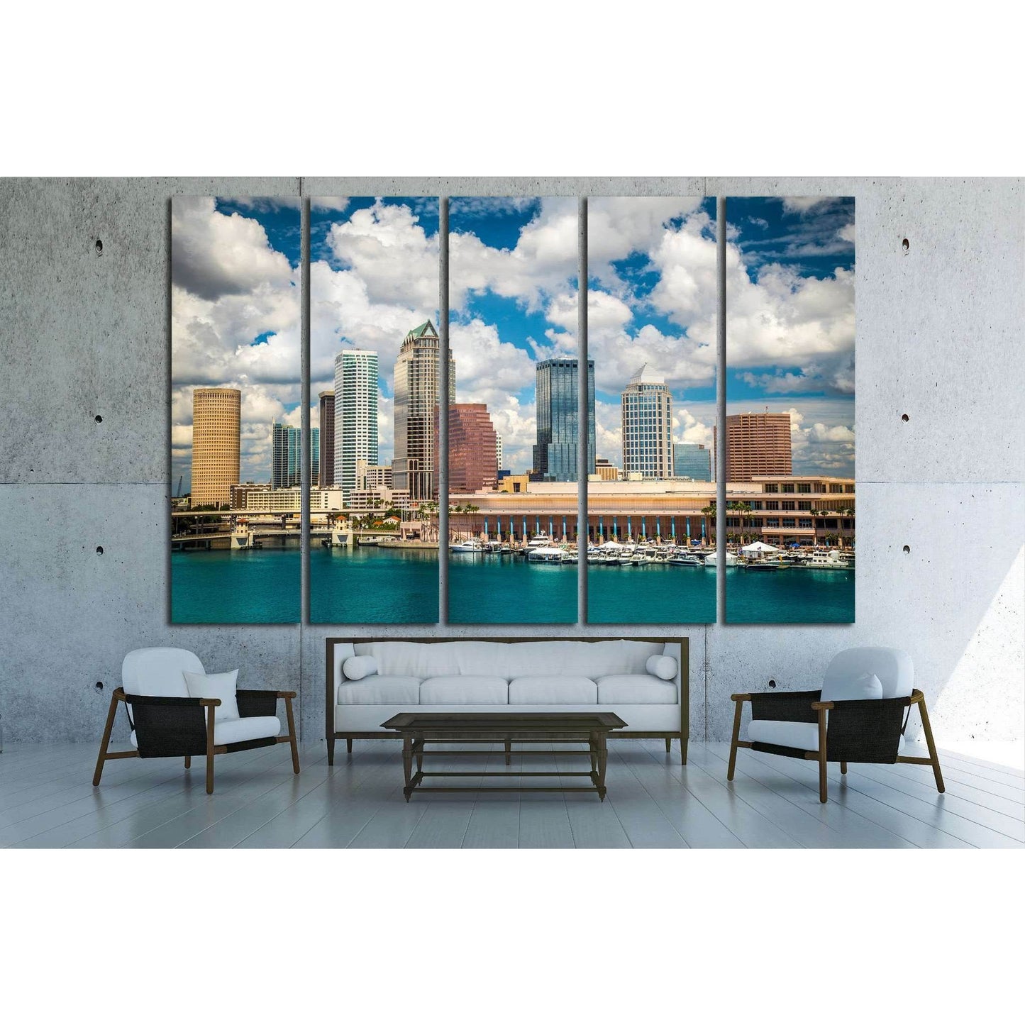 Tampa Florida skyline with sun and clouds №1677 Ready to Hang Canvas PrintCanvas art arrives ready to hang, with hanging accessories included and no additional framing required. Every canvas print is hand-crafted, made on-demand at our workshop and expert