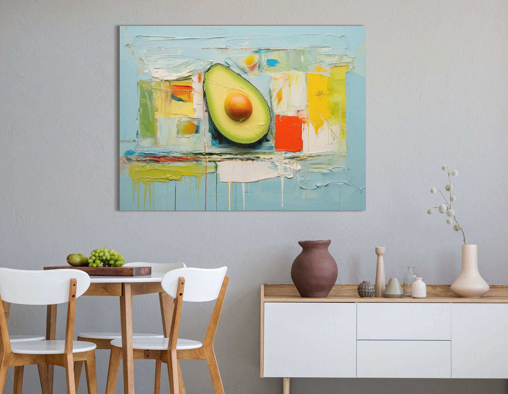 Textured Avocado on Aqua Blue - Canvas Print - Artoholica Ready to Hang Canvas Print