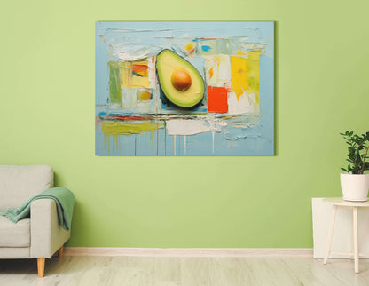 Textured Avocado on Aqua Blue - Canvas Print - Artoholica Ready to Hang Canvas Print