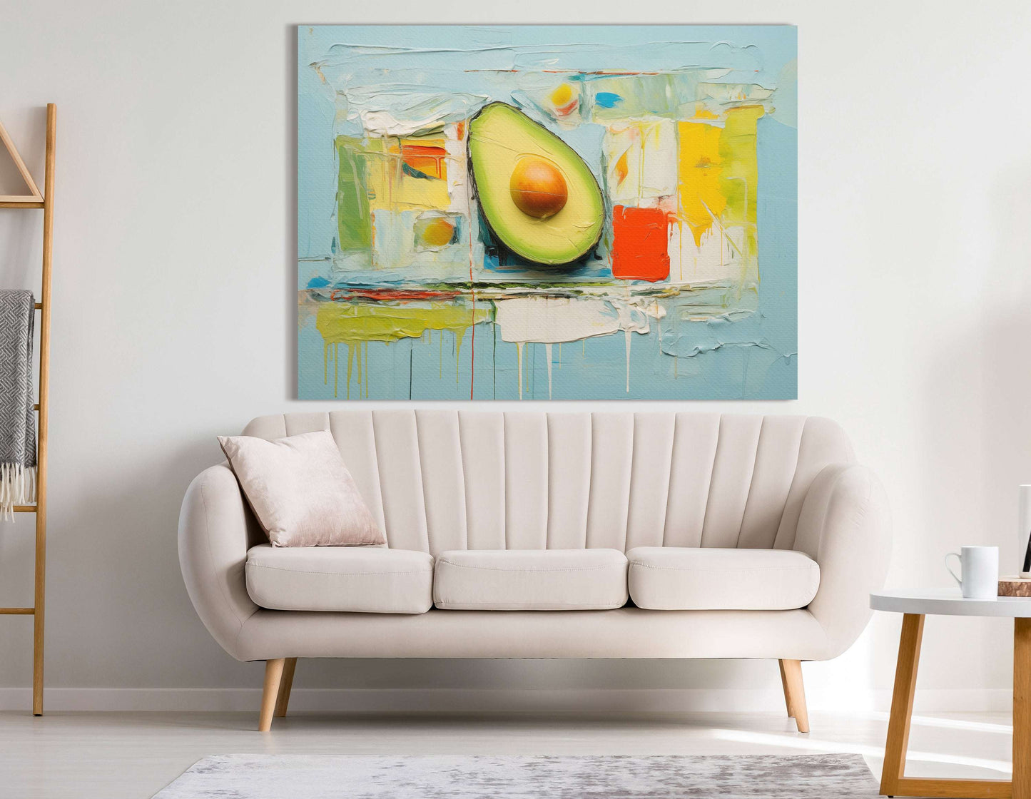 Textured Avocado on Aqua Blue - Canvas Print - Artoholica Ready to Hang Canvas Print