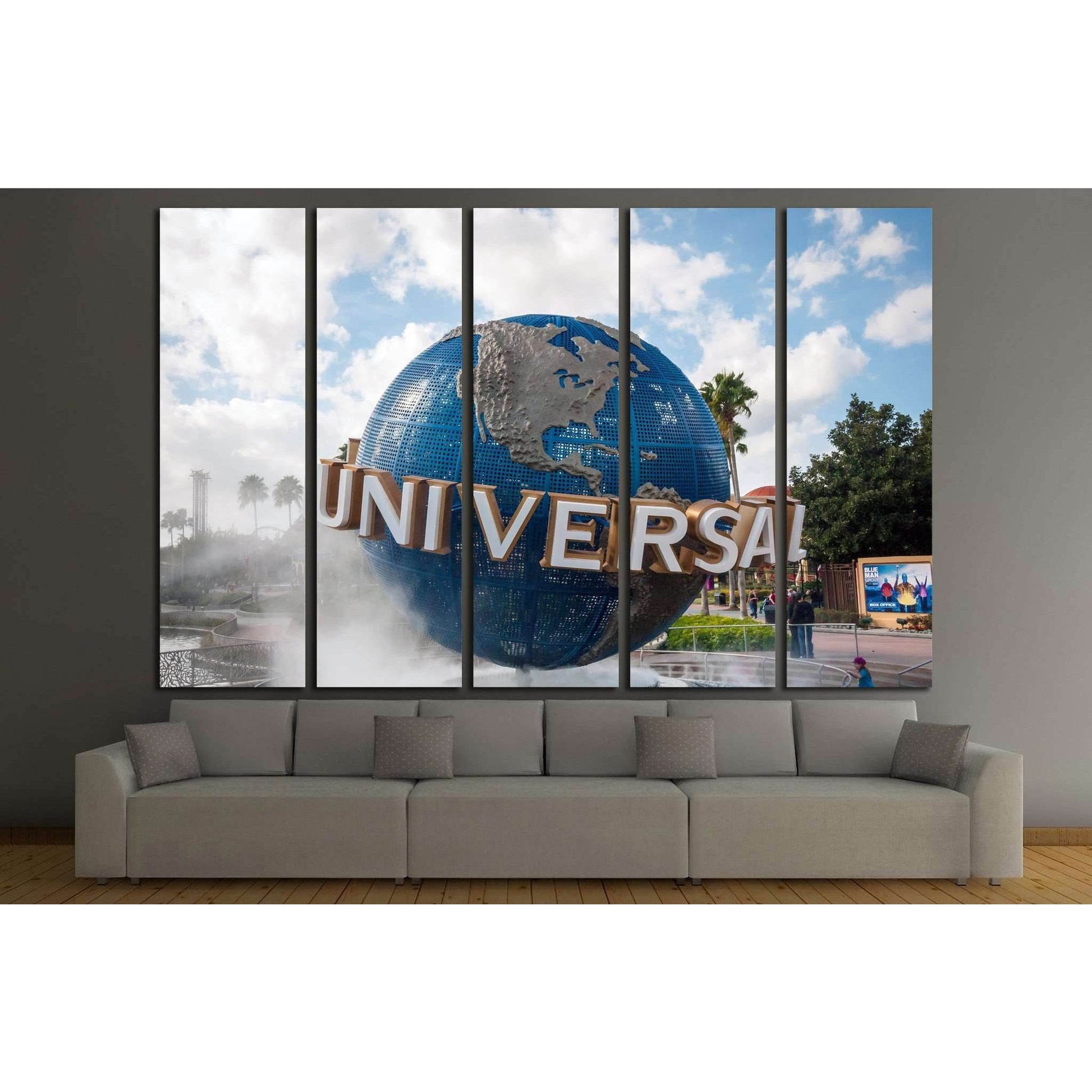 The large rotating Universal logo globe, ORLANDO, FLORIDA, USA №1941 Ready to Hang Canvas PrintCanvas art arrives ready to hang, with hanging accessories included and no additional framing required. Every canvas print is hand-crafted, made on-demand at ou