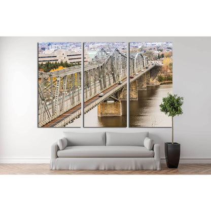 The Royal Alexandra Interprovincial Bridge is a steel truss cantilever bridge spanning the Ottawa River between Ottawa, Ontario and Gatineau, Quebec, Ottawa, Canada №2020 Ready to Hang Canvas PrintCanvas art arrives ready to hang, with hanging accessories