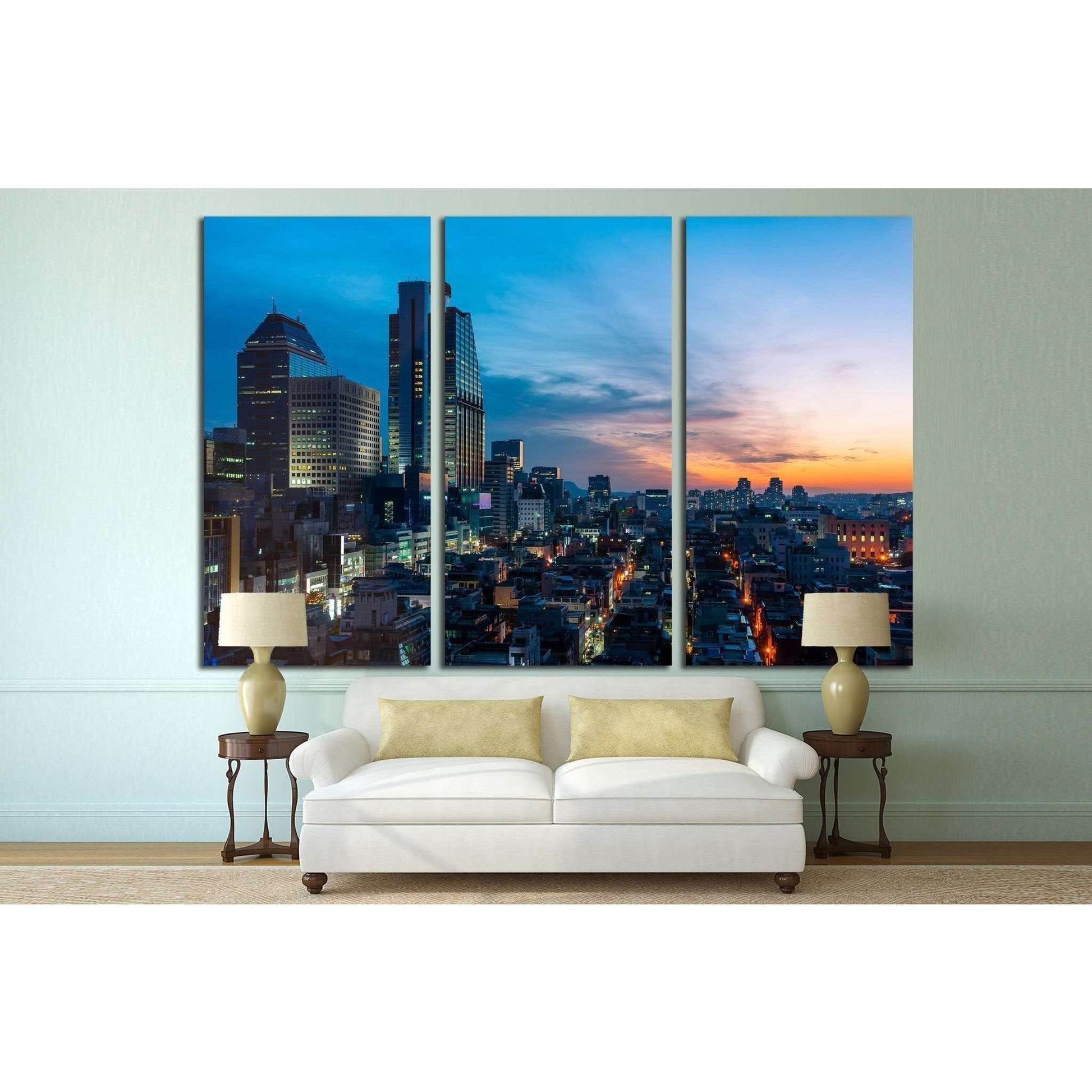 The sun sets over the Gangnam district of Seoul, South Korea №1634 Ready to Hang Canvas PrintCanvas art arrives ready to hang, with hanging accessories included and no additional framing required. Every canvas print is hand-crafted, made on-demand at our