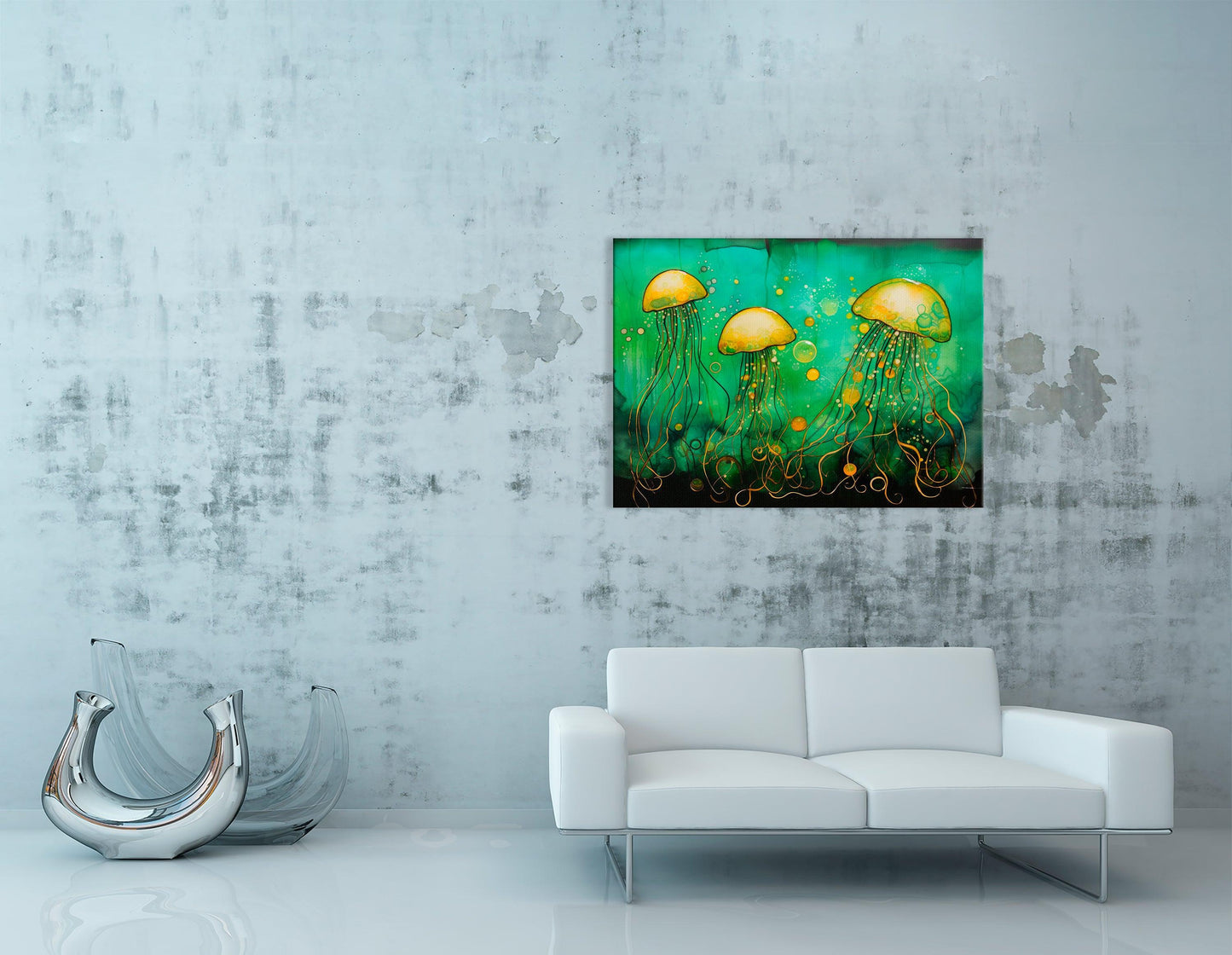 Three Luminous Jellyfish - Canvas Print - Artoholica Ready to Hang Canvas Print