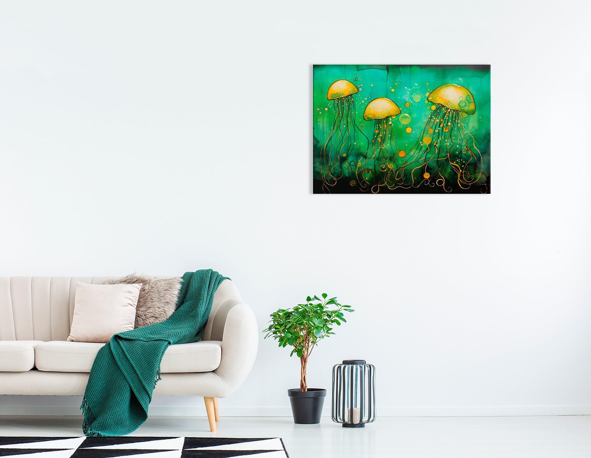 Three Luminous Jellyfish - Canvas Print - Artoholica Ready to Hang Canvas Print