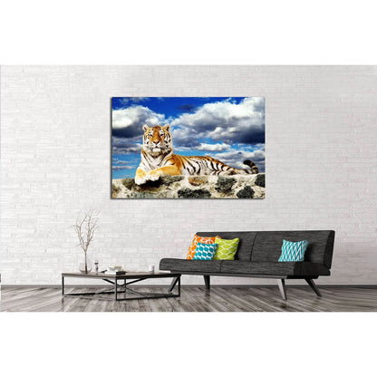 Tiger lay in the storm sky №2331 Ready to Hang Canvas PrintCanvas art arrives ready to hang, with hanging accessories included and no additional framing required. Every canvas print is hand-crafted, made on-demand at our workshop and expertly stretched ar