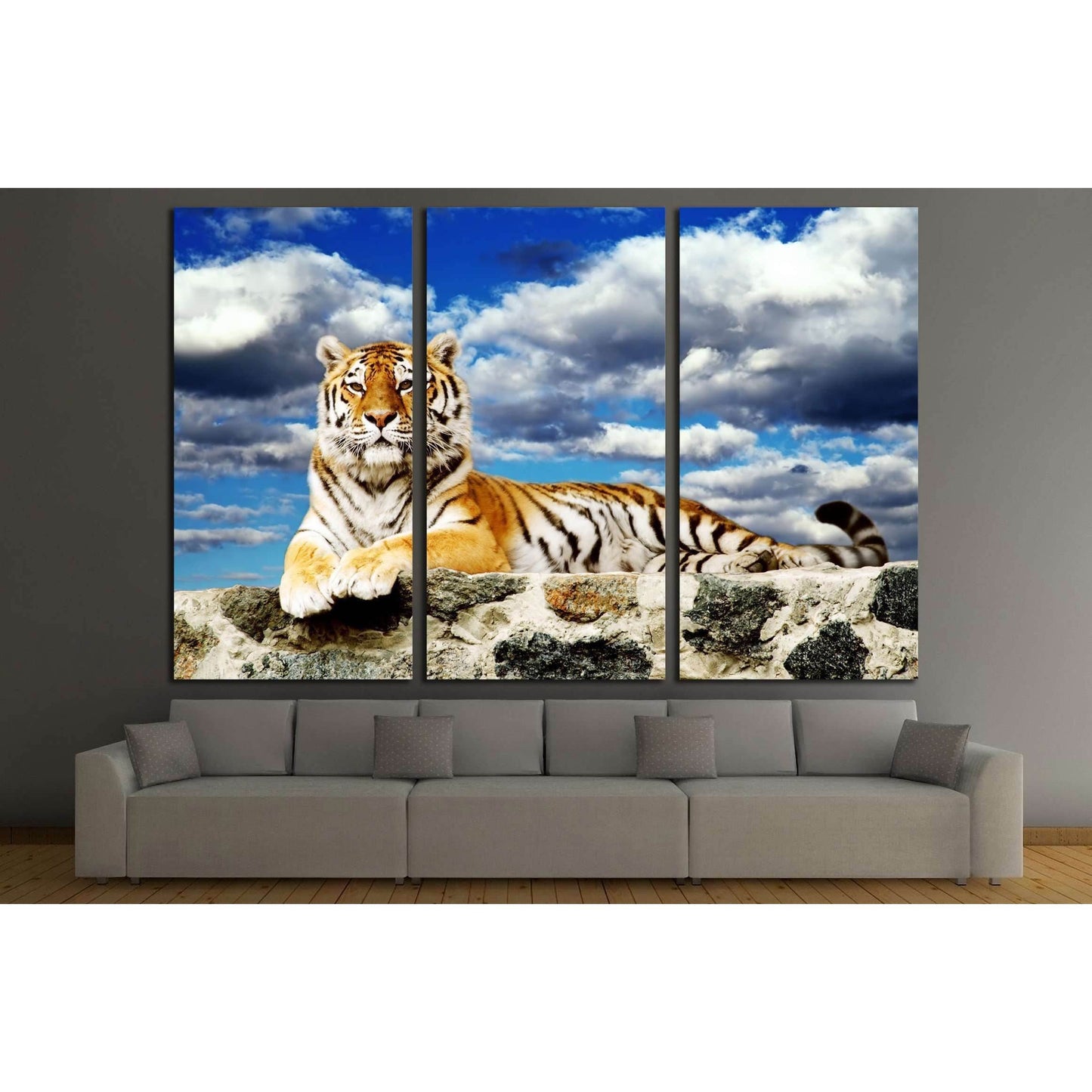 Tiger lay in the storm sky №2331 Ready to Hang Canvas PrintCanvas art arrives ready to hang, with hanging accessories included and no additional framing required. Every canvas print is hand-crafted, made on-demand at our workshop and expertly stretched ar