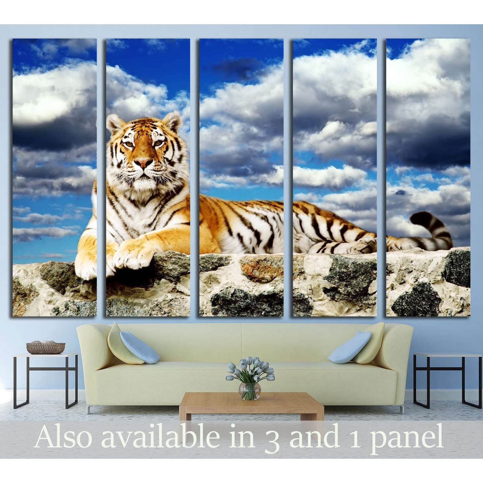 Tiger lay in the storm sky №2331 Ready to Hang Canvas PrintCanvas art arrives ready to hang, with hanging accessories included and no additional framing required. Every canvas print is hand-crafted, made on-demand at our workshop and expertly stretched ar