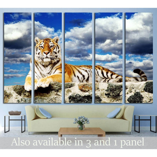 Tiger lay in the storm sky №2331 Ready to Hang Canvas PrintCanvas art arrives ready to hang, with hanging accessories included and no additional framing required. Every canvas print is hand-crafted, made on-demand at our workshop and expertly stretched ar