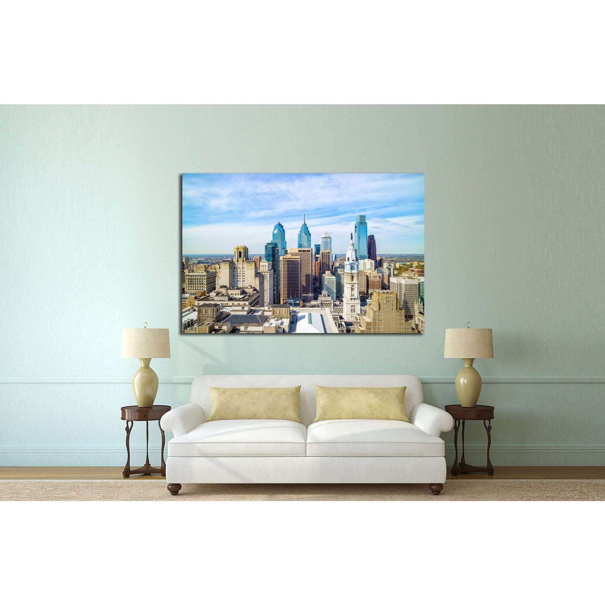 Top view of downtown skyline Philadelphia USA №2058 Ready to Hang Canvas PrintCanvas art arrives ready to hang, with hanging accessories included and no additional framing required. Every canvas print is hand-crafted, made on-demand at our workshop and ex