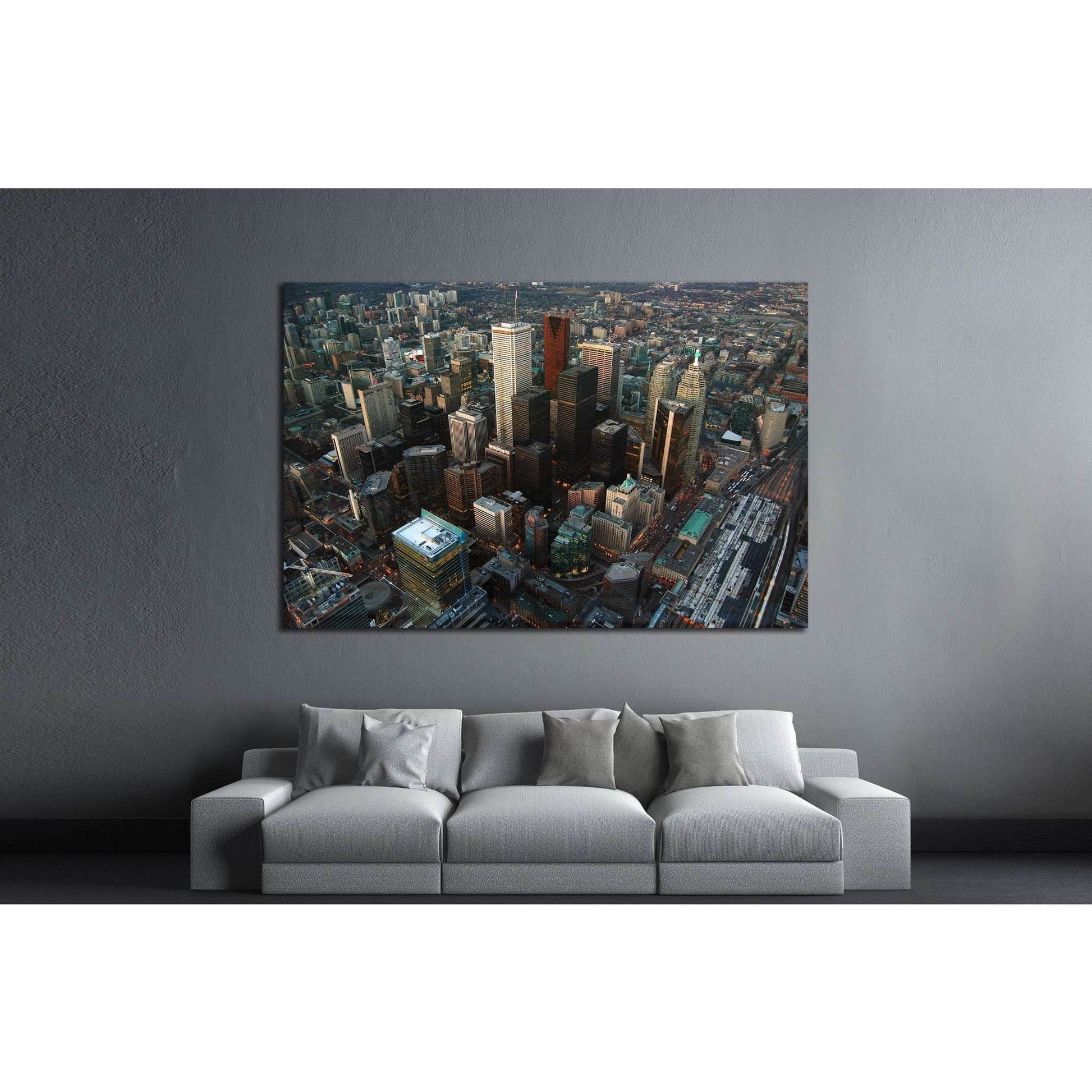 Toronto Skyline and Skyscrapers, view from CN tower, Toronto, Ontario, Canada №2019 Ready to Hang Canvas PrintCanvas art arrives ready to hang, with hanging accessories included and no additional framing required. Every canvas print is hand-crafted, made