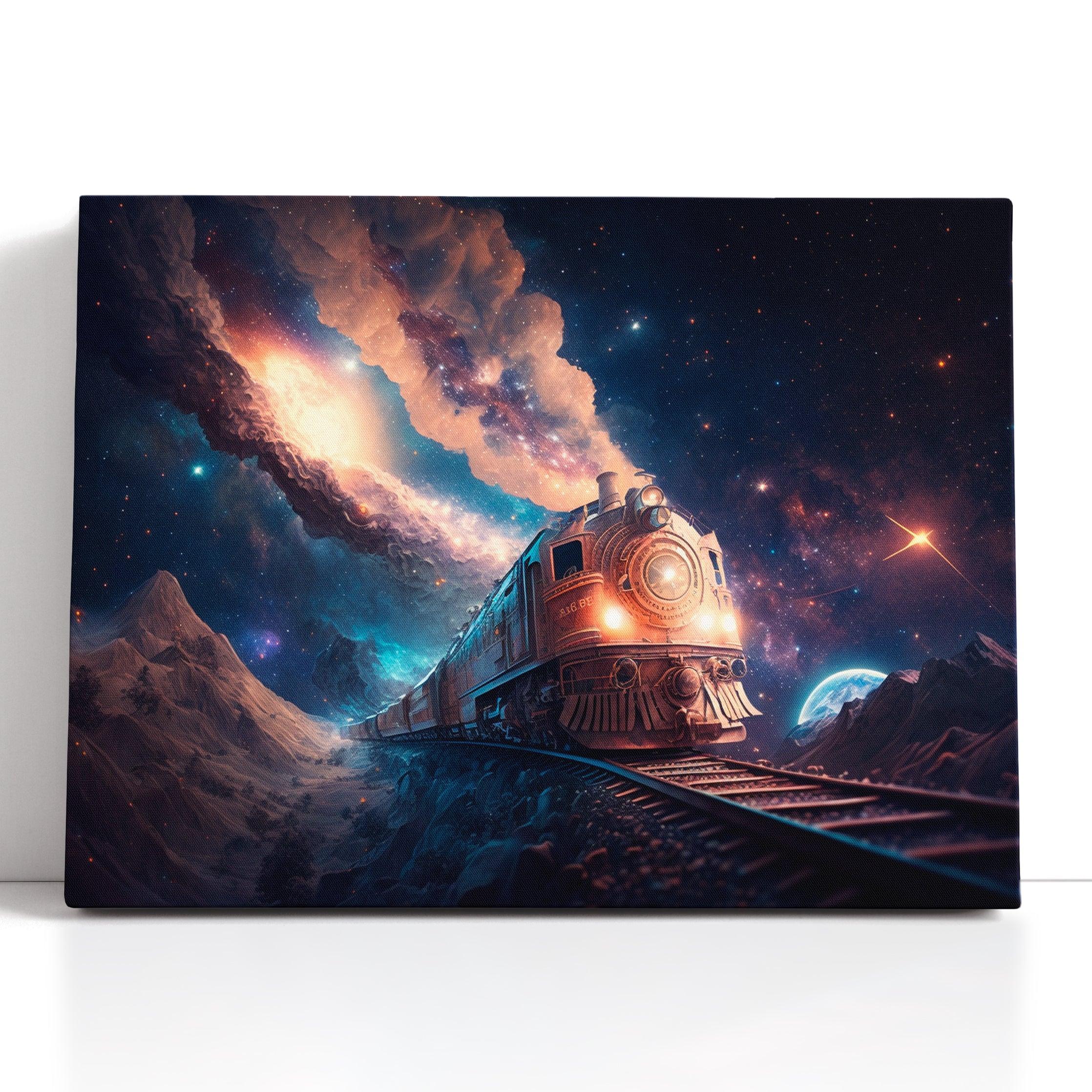 Train Between Stars and Planets - Canvas Print - Artoholica Ready to Hang Canvas Print