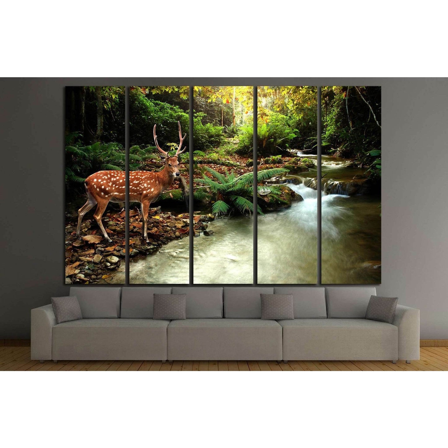 tropical stream and sika deer №1113 Ready to Hang Canvas PrintCanvas art arrives ready to hang, with hanging accessories included and no additional framing required. Every canvas print is hand-crafted, made on-demand at our workshop and expertly stretched