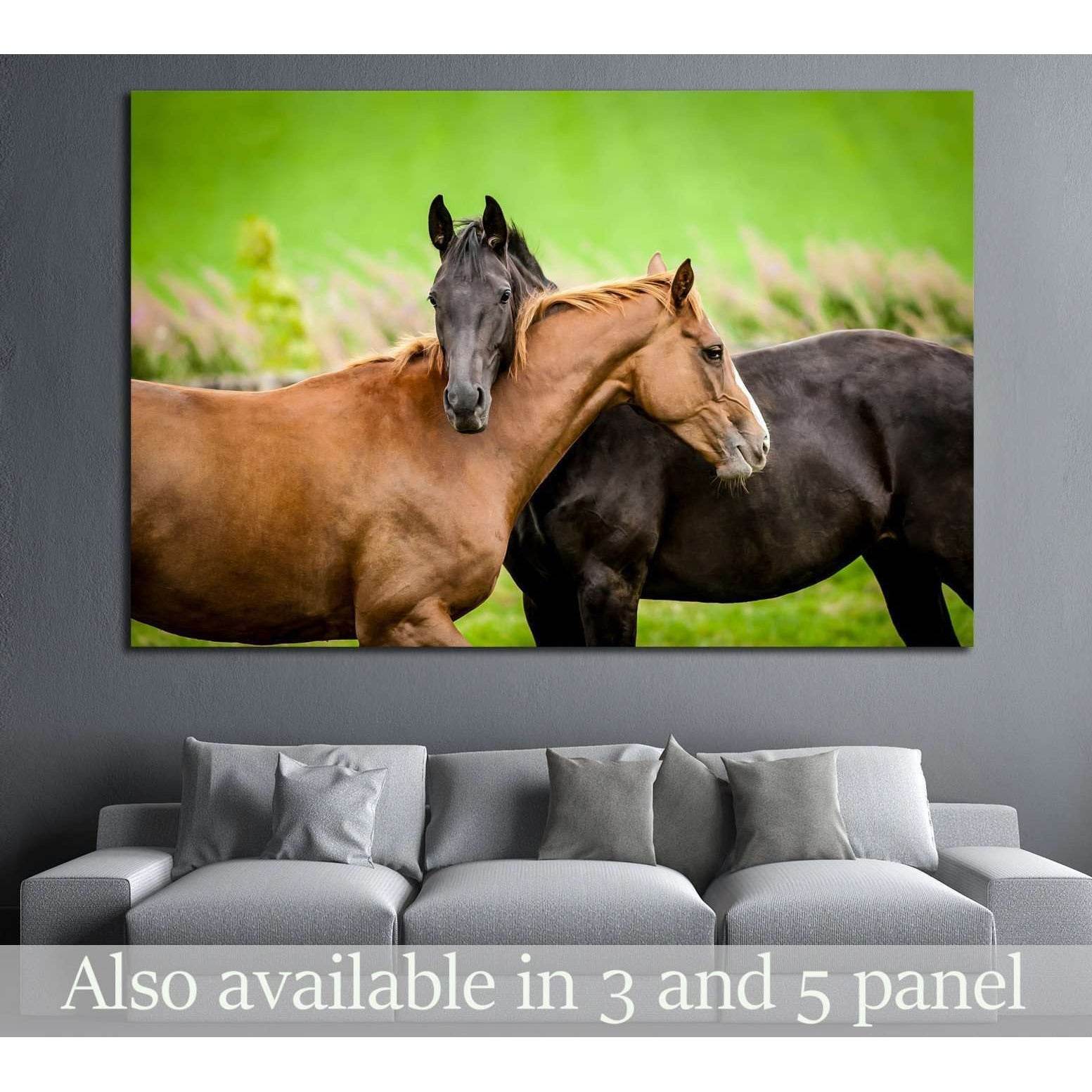 Two horses embracing in friendship №1853 Ready to Hang Canvas PrintCanvas art arrives ready to hang, with hanging accessories included and no additional framing required. Every canvas print is hand-crafted, made on-demand at our workshop and expertly stre