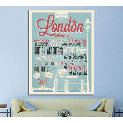 Typographical Retro Style canvas With London Symbols And Landmarks №4568 Ready to Hang Canvas PrintCanvas art arrives ready to hang, with hanging accessories included and no additional framing required. Every canvas print is hand-crafted, made on-demand a