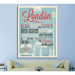 Typographical Retro Style canvas With London Symbols And Landmarks №4568 Ready to Hang Canvas PrintCanvas art arrives ready to hang, with hanging accessories included and no additional framing required. Every canvas print is hand-crafted, made on-demand a