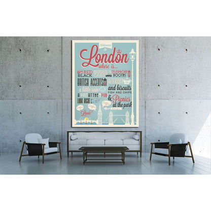 Typographical Retro Style canvas With London Symbols And Landmarks №4568 Ready to Hang Canvas PrintCanvas art arrives ready to hang, with hanging accessories included and no additional framing required. Every canvas print is hand-crafted, made on-demand a