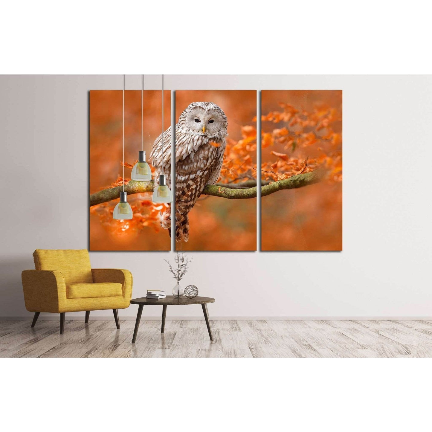 Ural Owl, Strix uralensis, sitting on tree branch, Sweden №1857 Ready to Hang Canvas PrintCanvas art arrives ready to hang, with hanging accessories included and no additional framing required. Every canvas print is hand-crafted, made on-demand at our wor