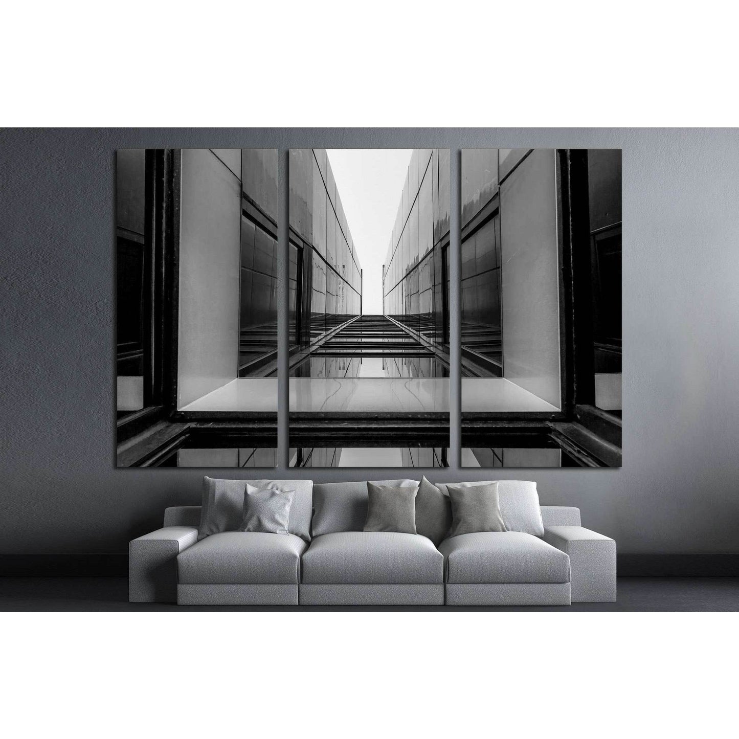 Urban Geometry, glass building, Black and white №1597 Ready to Hang Canvas PrintCanvas art arrives ready to hang, with hanging accessories included and no additional framing required. Every canvas print is hand-crafted, made on-demand at our workshop and