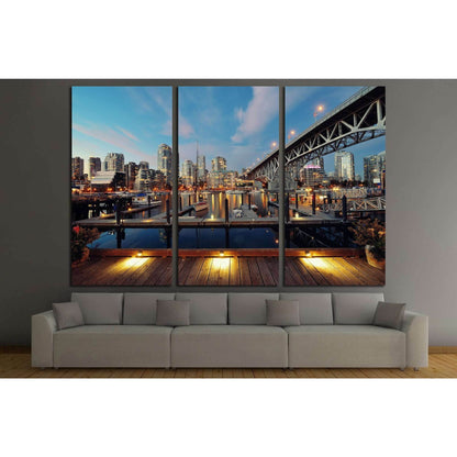 Vancouver False Creek at night with bridge and boat №2015 Ready to Hang Canvas PrintCanvas art arrives ready to hang, with hanging accessories included and no additional framing required. Every canvas print is hand-crafted, made on-demand at our workshop