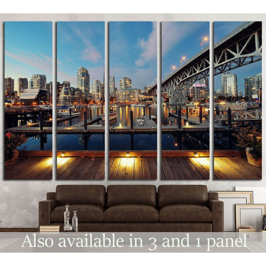 Vancouver False Creek at night with bridge and boat №2015 Ready to Hang Canvas PrintCanvas art arrives ready to hang, with hanging accessories included and no additional framing required. Every canvas print is hand-crafted, made on-demand at our workshop
