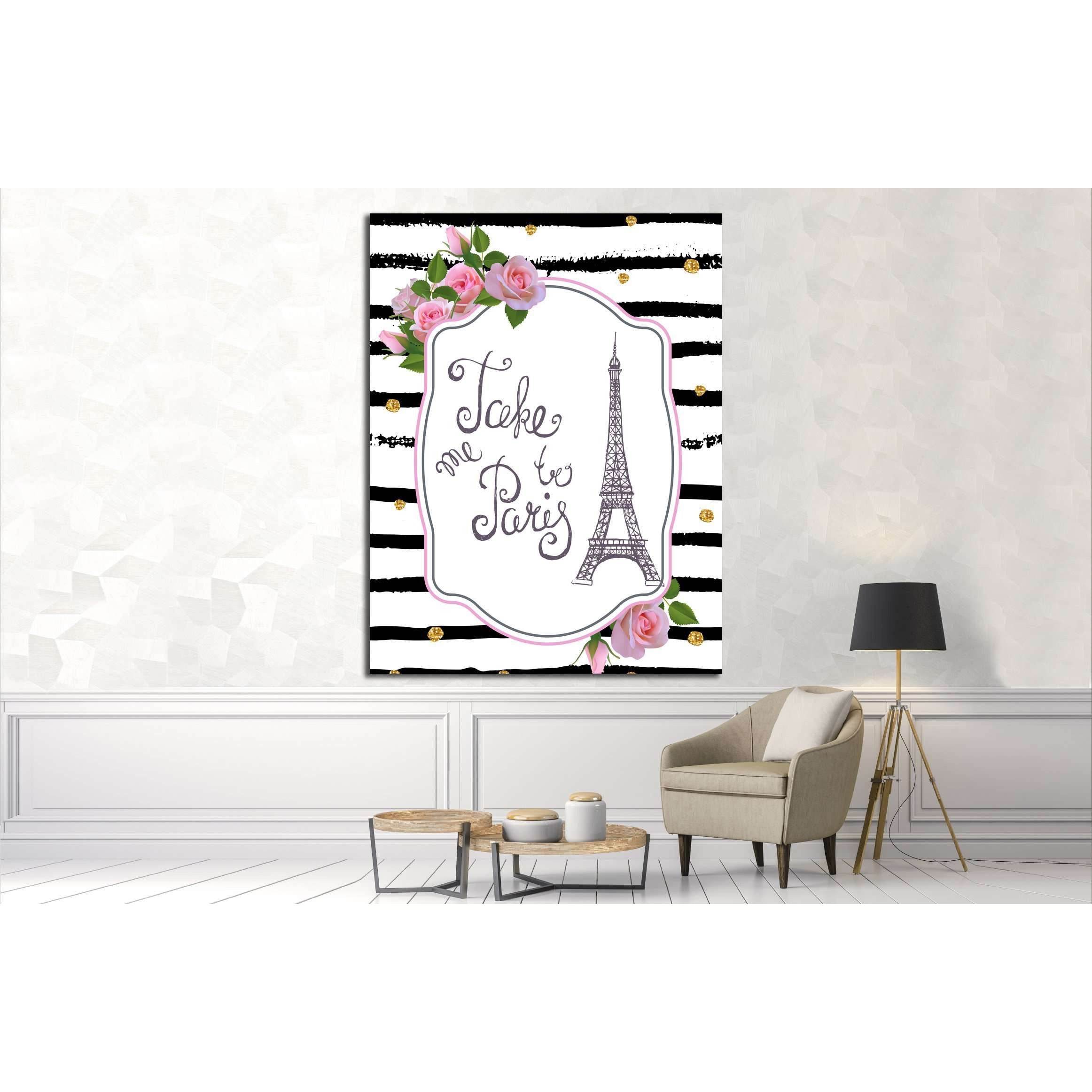 Vector romantic card template with pink roses, Eiffel tower №4599 Ready to Hang Canvas PrintCanvas art arrives ready to hang, with hanging accessories included and no additional framing required. Every canvas print is hand-crafted, made on-demand at our w