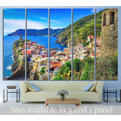 Vernazza and ocean coast in Cinque Terre, Italy №1133 Ready to Hang Canvas PrintCanvas art arrives ready to hang, with hanging accessories included and no additional framing required. Every canvas print is hand-crafted, made on-demand at our workshop and